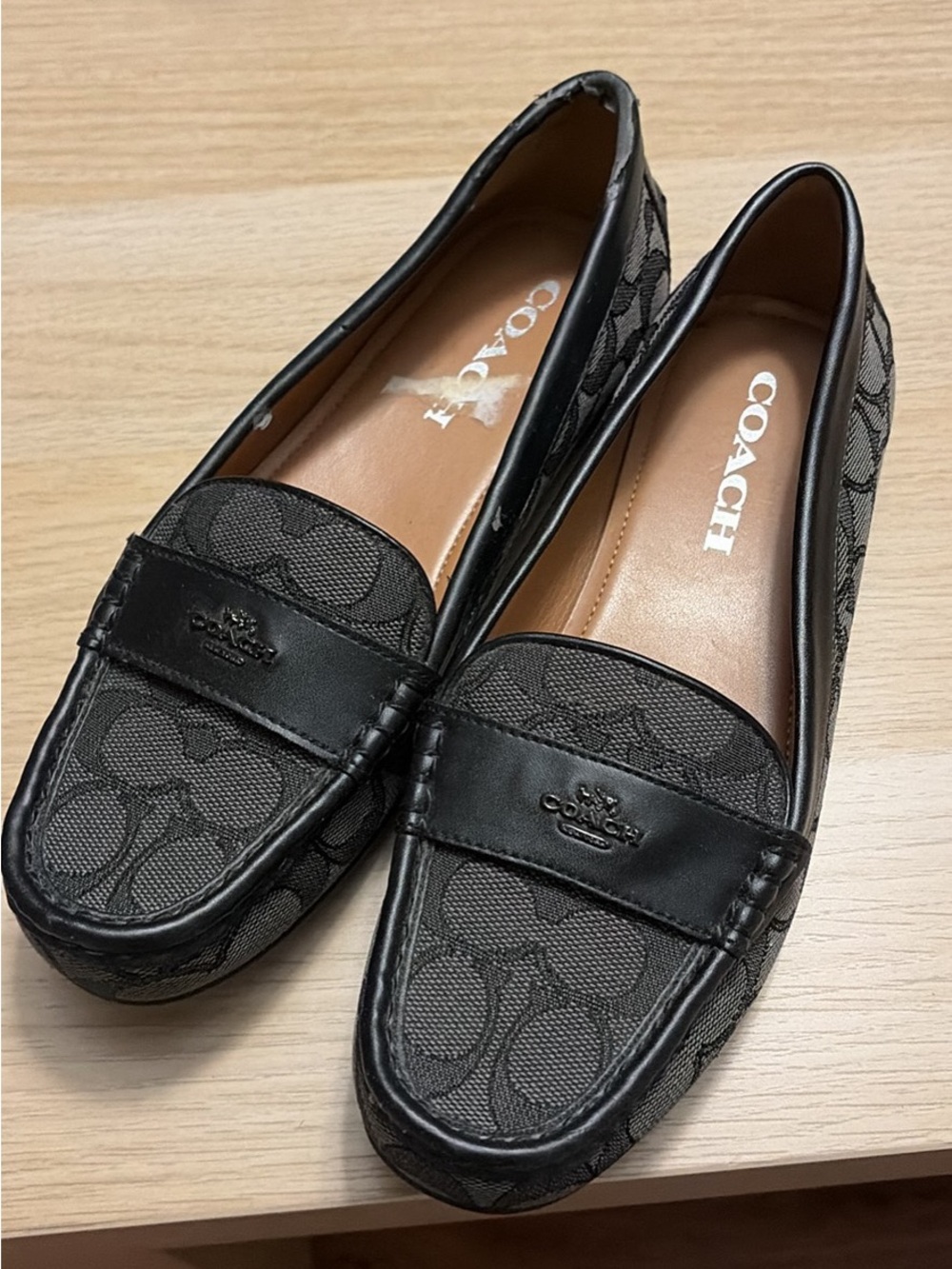 Coach Black Signature Canvas Penny Loafers